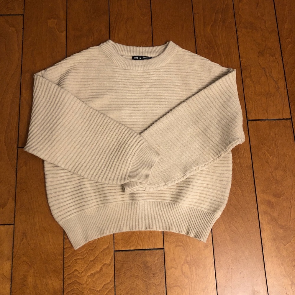 Shein Beige Ribbed Sweater, Size 6